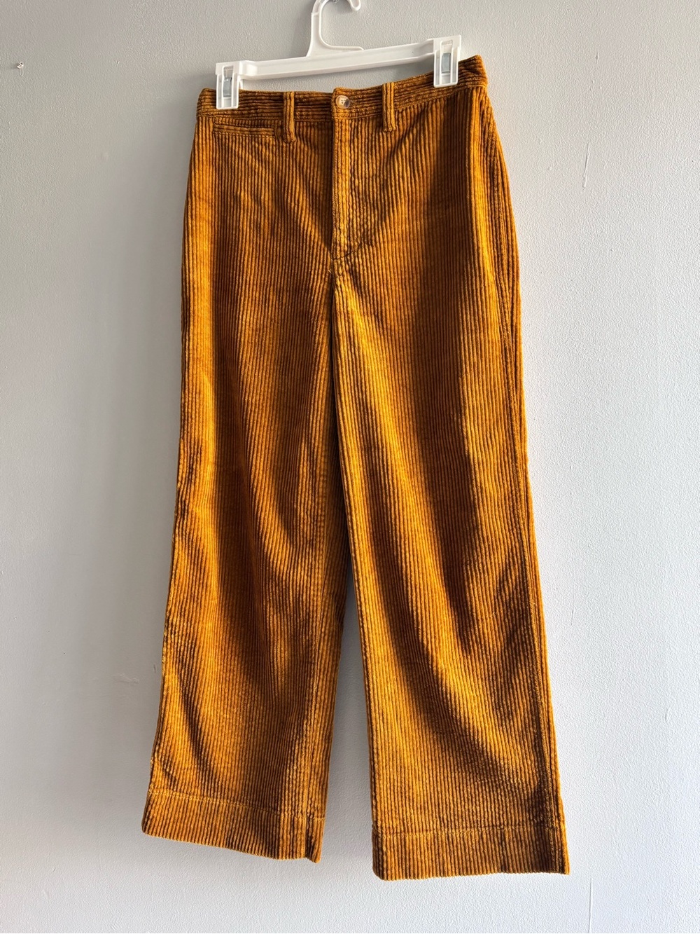 Madewell Slim Emmet wide leg crop women gold pants 25 Corduroy chunky autumn